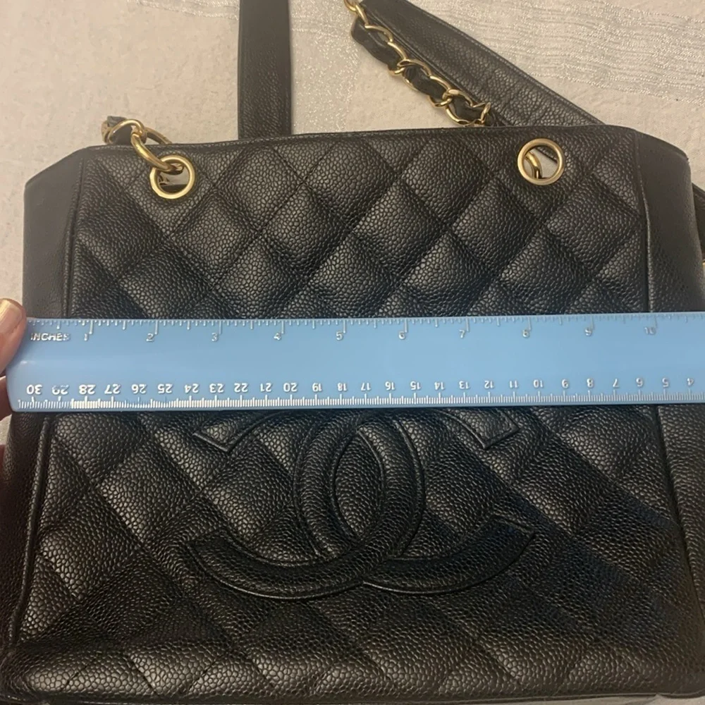 Chanel Petite Caviar tote black gold authentic “ needs strap rings “